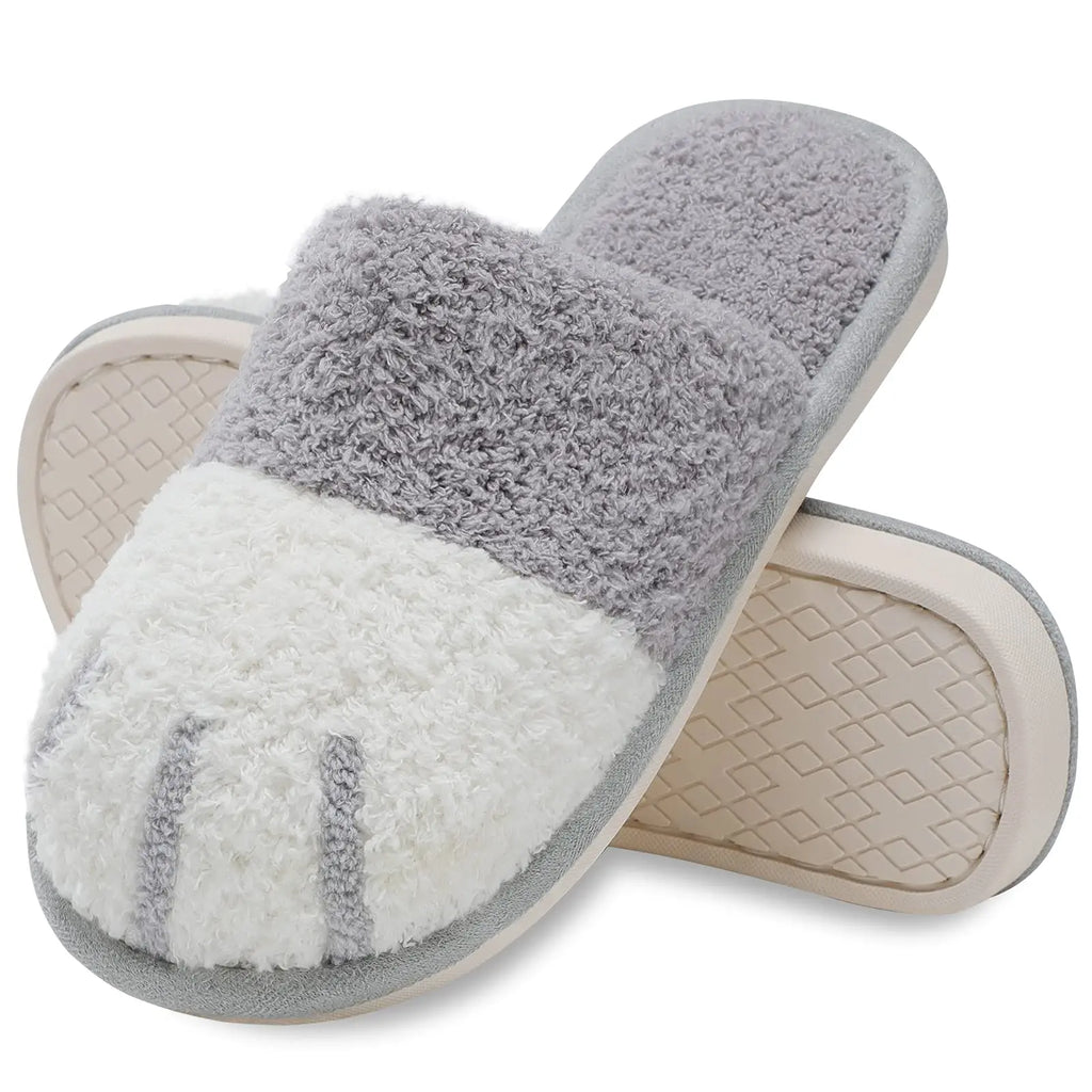Crestar Women's Cat Paw Cozy Slippers Indoor Warm Gifts for Women Men with Memory Foam Trendy Cute Fuzzy Winter House Shoes