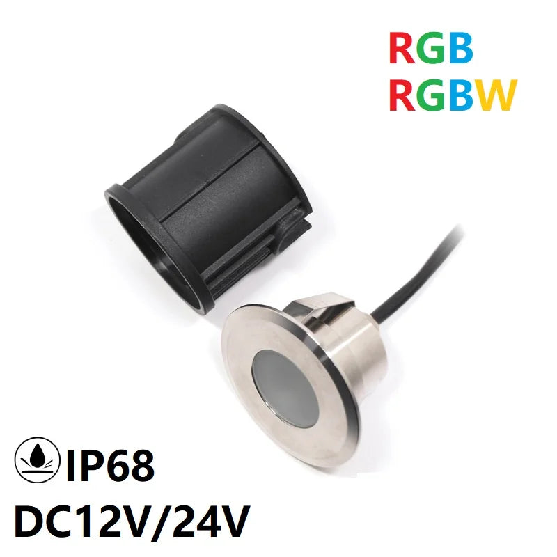Outdoor Waterproof Led Lamp Garden Deck Terrace Floor Light RGB RGBW Recessed Inground Spot Short 12V 24V IP68 Stainless Steel