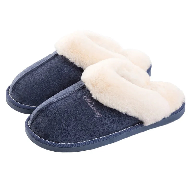 Big Size 47 Men Winter Slippers Furry Warm Home Shoes Men Couples House Floor Slides Slip On Footwear Comfortable Soft Bedroom S