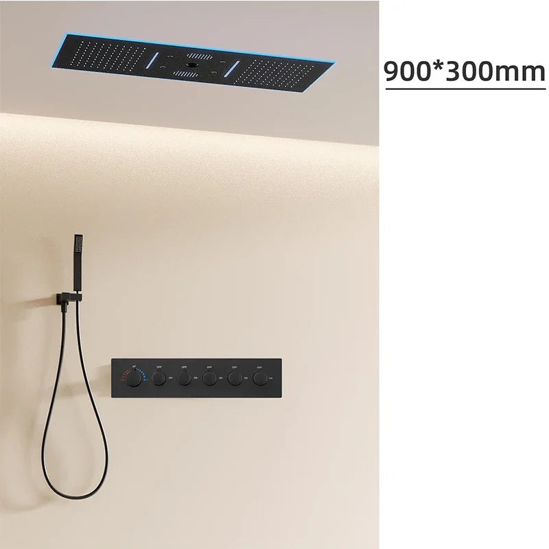 Embedded concealed shower head, wall-mounted, hidden, pre-buried, sky-high, giant overhead shower head with music function