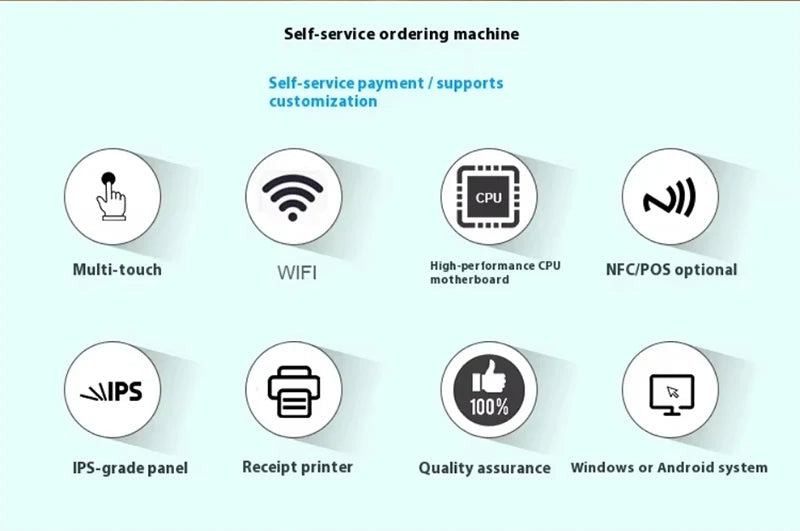 21.5 Inch Wall Mounted Touch Screen Self-Service Checkout Kiosk Payment Terminal For Grocery Stores Optional Barcode Reader SDK