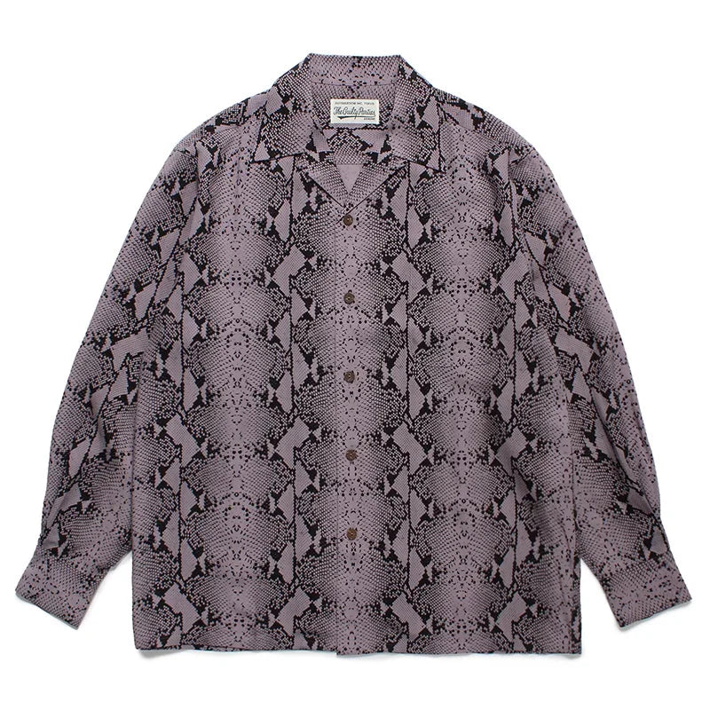 Classic WACKO MARIA Checkered Plaid Shirt Men Women Best Quality Hawaiian Tops Oversized Long Sleeved Shirts Light Purple Gray