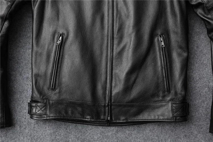 LNY Shop Best.Motor Biker real leather jacket,quality Classic rider leather clothes,man Protectable thick cowhide coat.