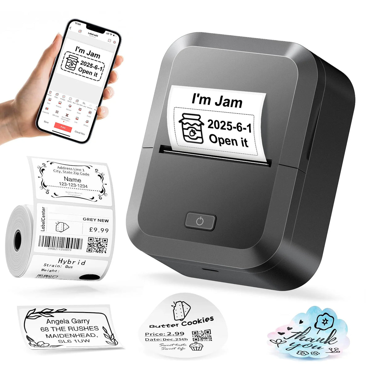 Wireless Bluetooth Label Printer, Portable Thermal Printer, Inkless Labeling Machine, Mini Label Maker Support Smartphones PC