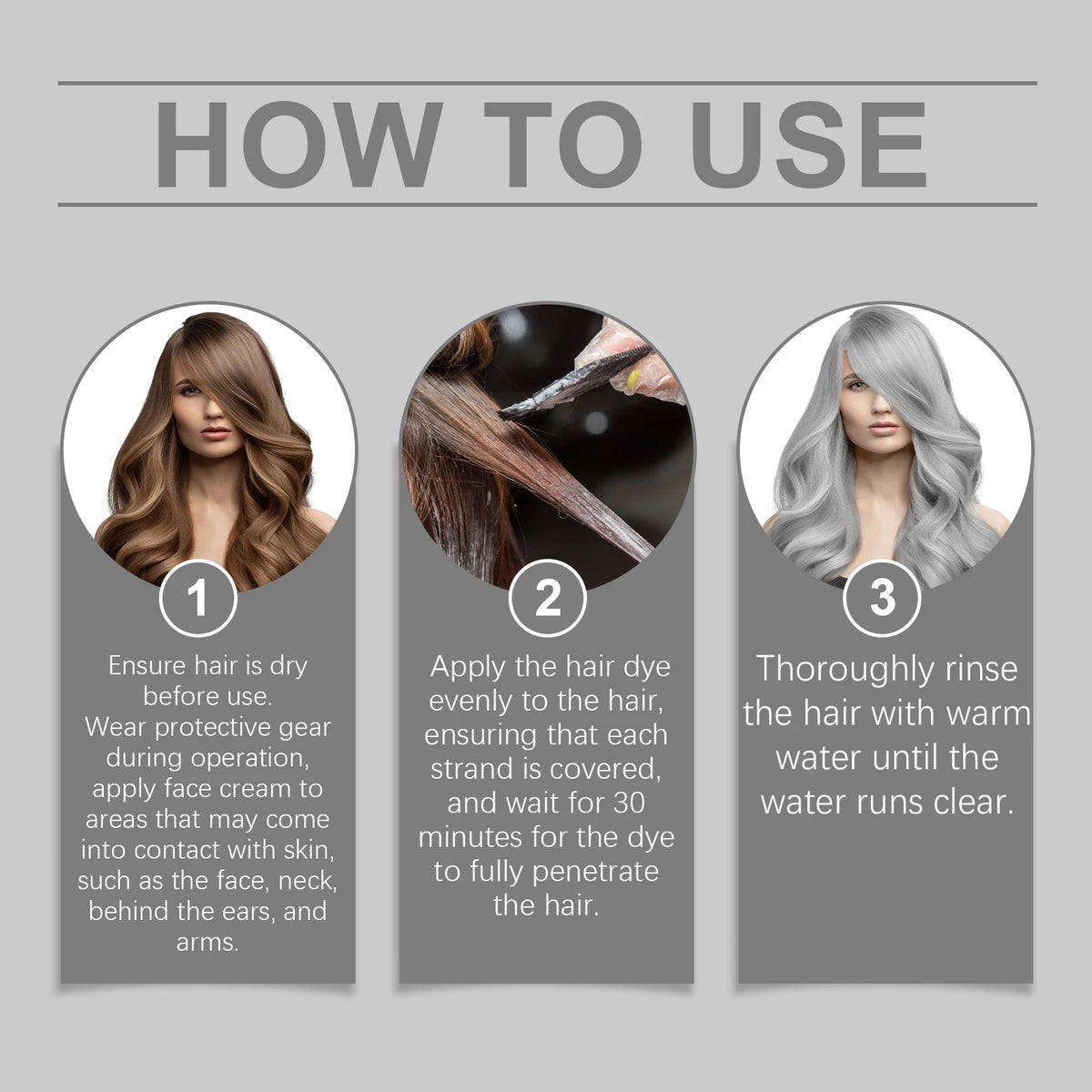 Hoegoa Silver Hair Dye Long lasting Color Nourishing Hair Shiny Smooth Easy Coloring Fashion Professional Grey Hair Dye Cream