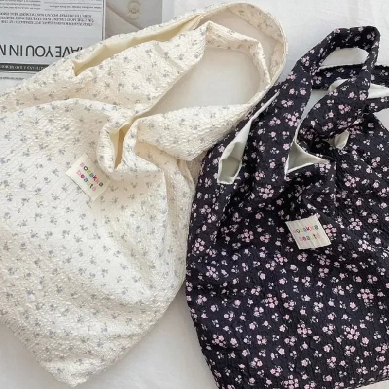 Female Tote Shopping Bag Eco Handbag Reusable Grocery Shopper Purse Korean Women Sweet Cartoon Shoulder Bag Books Pouch