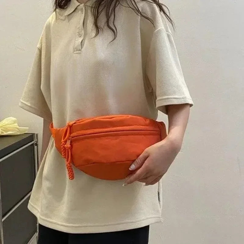 Women's Chest Bag Canvas Crossbody Bag Solid Color Women Sling Waist Pack Versatile Sports Solid Color Waterproof Hiking Bags