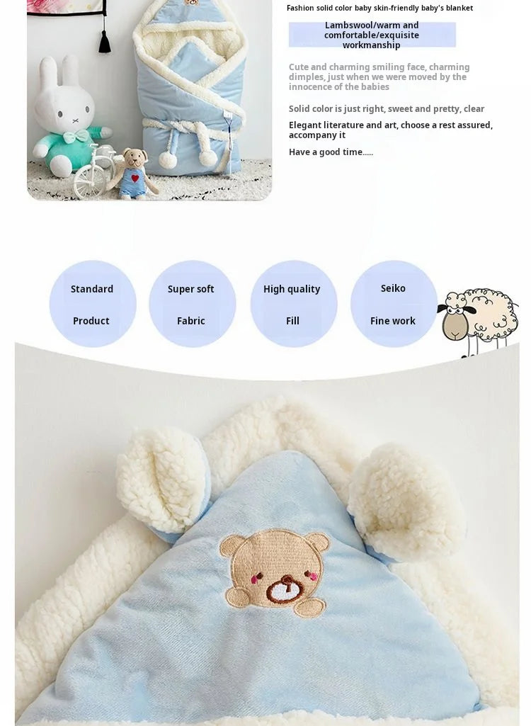 Baby baby's blanket winter thickened newborn baby  supplies autumn and winter outing cloak anti-startle quilt