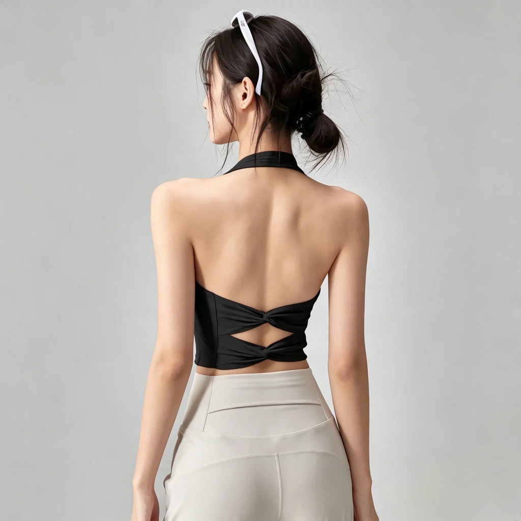Women's Halter Neck Strap Fitness Bra Sexy Backless Gym Workout Yoga Bra Crop Top Sports Bras for Active Wear