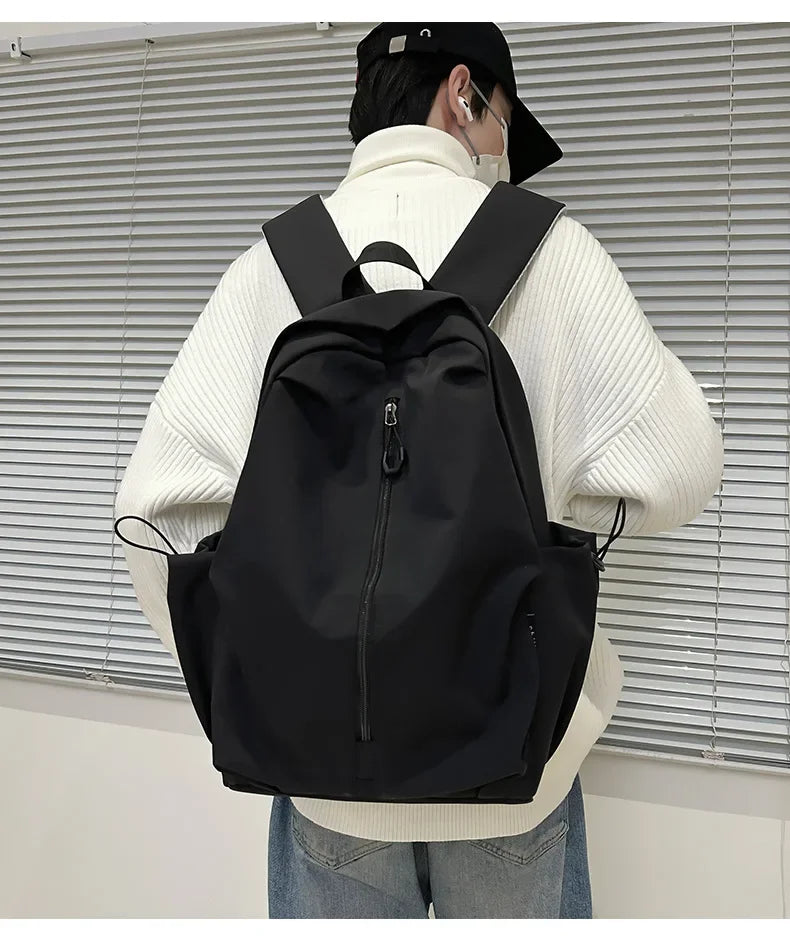 15.6 Inch Nylon Waterproof College Backpack Large Capacity Travel Unisex Laptop Backpacks Simple Design School Bag for Teenagers