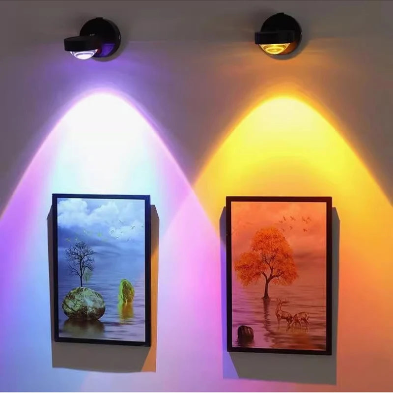 Wireless Sunset Lamp Night Light Projector Deoration Home Wall Lamp Kitchen Display Cabinet Cupboard Bedroom RV Reading Lamps