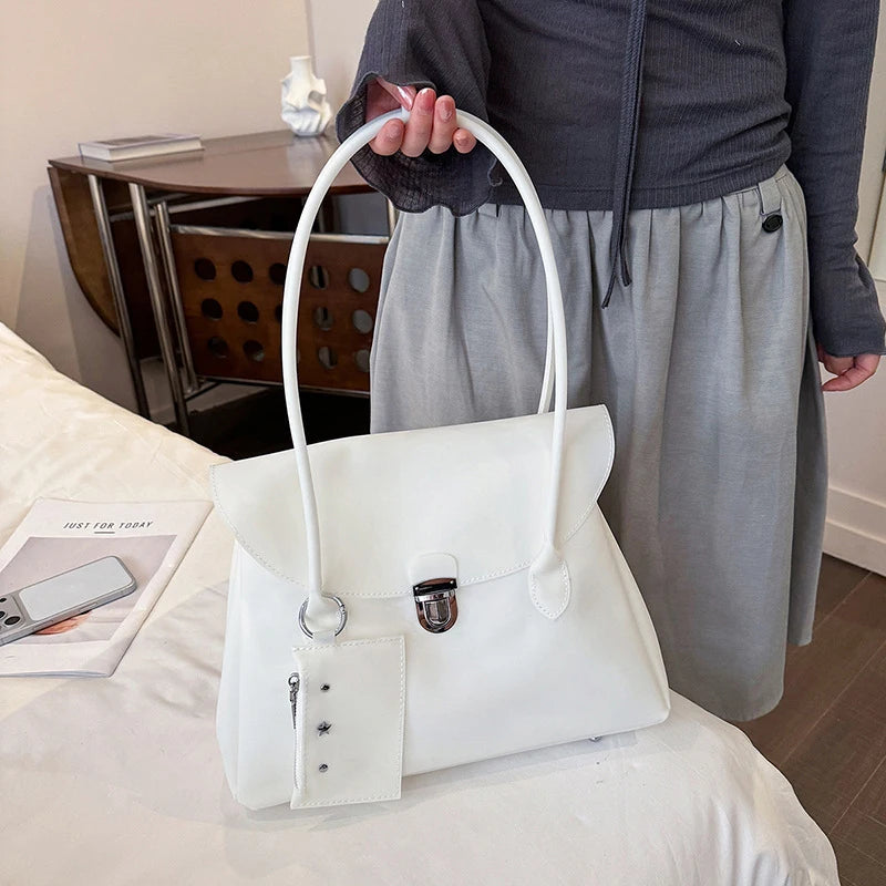 Korean Style Flap Jelly Tote Bag Large Capacity Commuter Shoulder Bag Underarm Handbag Soft Candy Color Casual Daily Work Bag