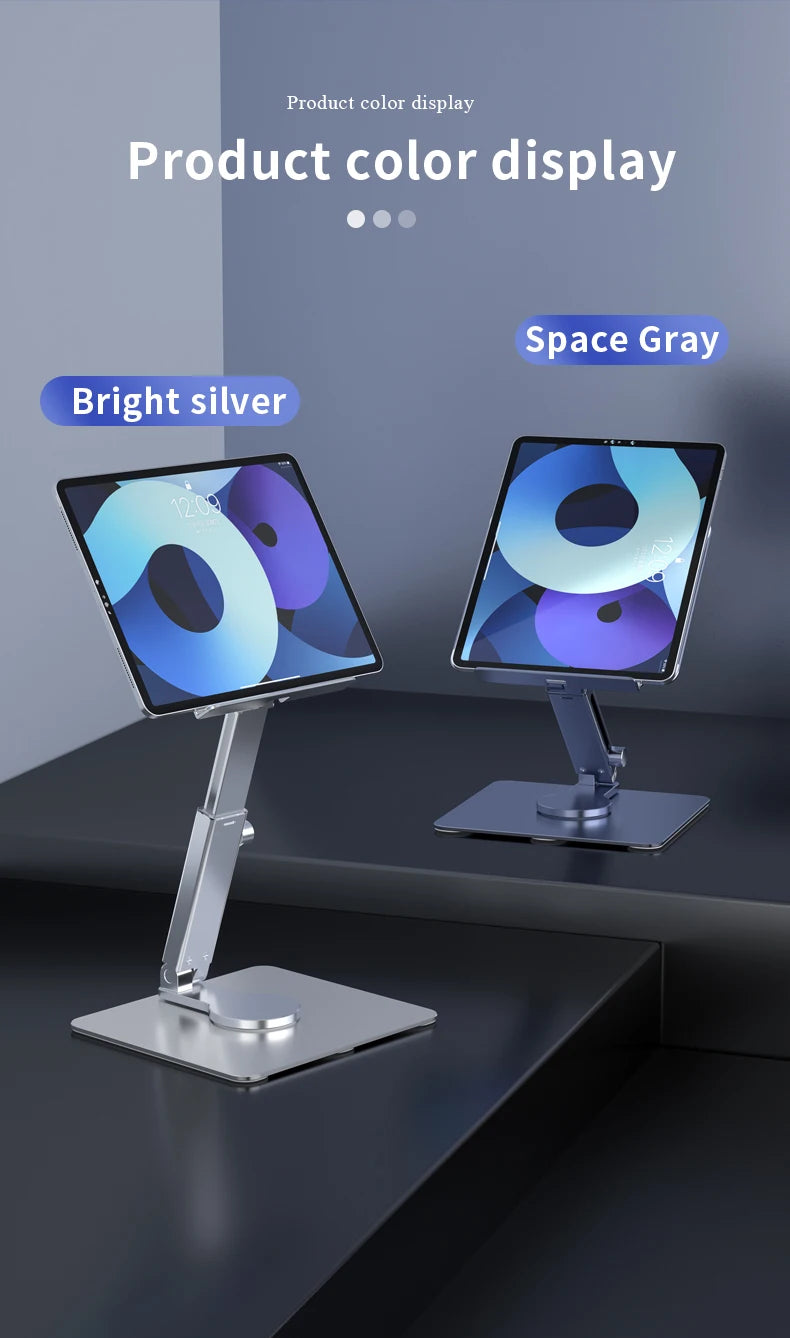 Aluminum Tablet Stand 360°Rotating Folding Adjustable Desk Holder Mount Riser for iPad Pro Air 4 Mini 12.9 4-14 Inch Xiaomi Tab