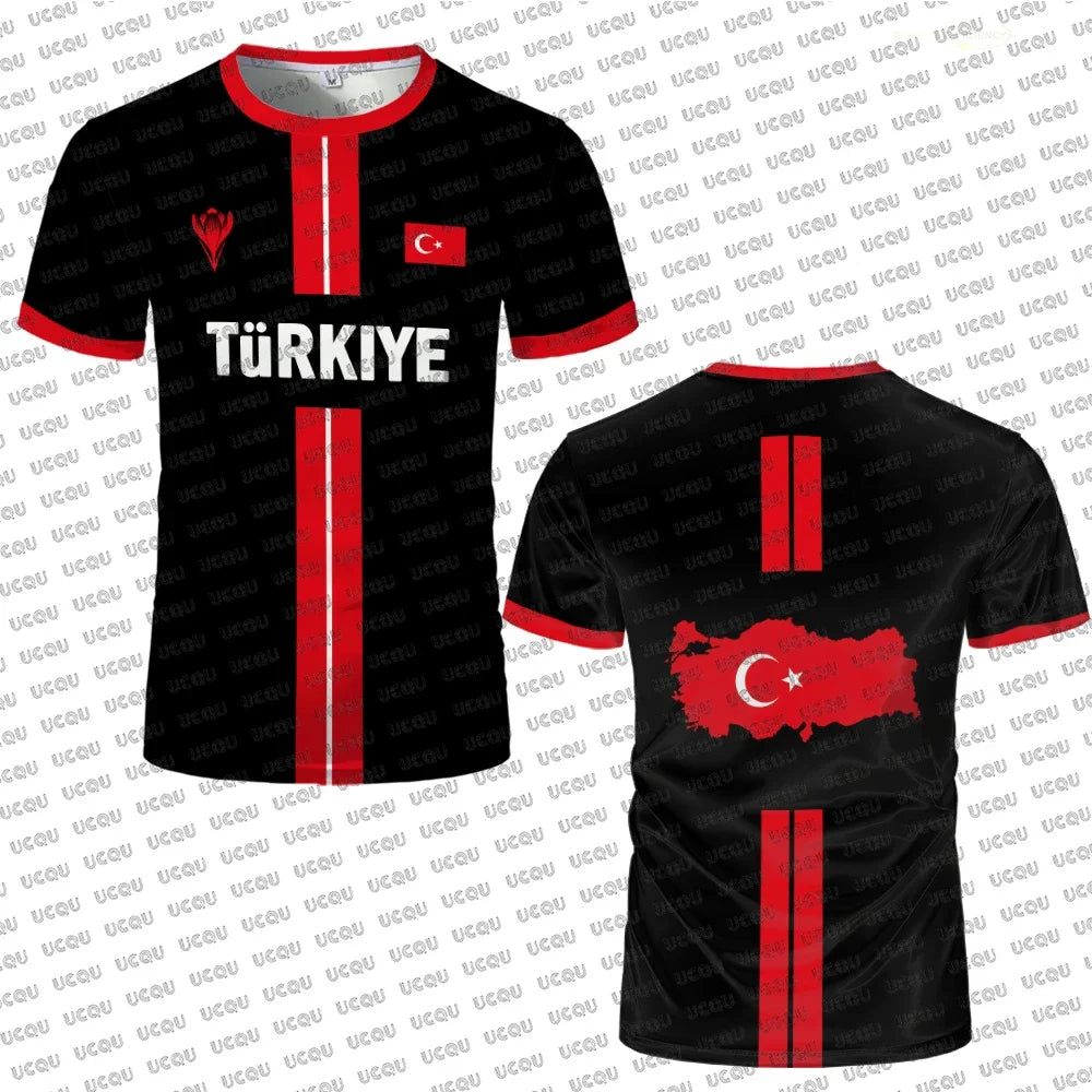 Türkiye 3D print sport Quickdry Breatha men women T-shirt outdoor football jersey fanTeam training apparel parent-child clothing