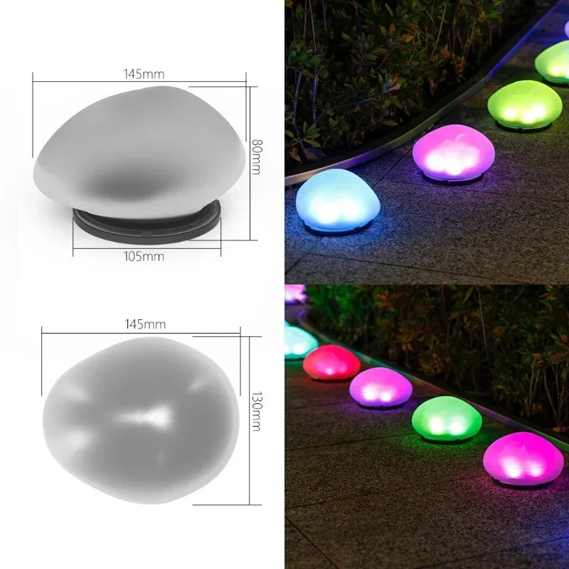 Solar Decorative Lamp Colorful Ground Lamp Outdoor Waterproof Portable Energy Saving Lantern Pebble Lawn Light Home Garden Lamp