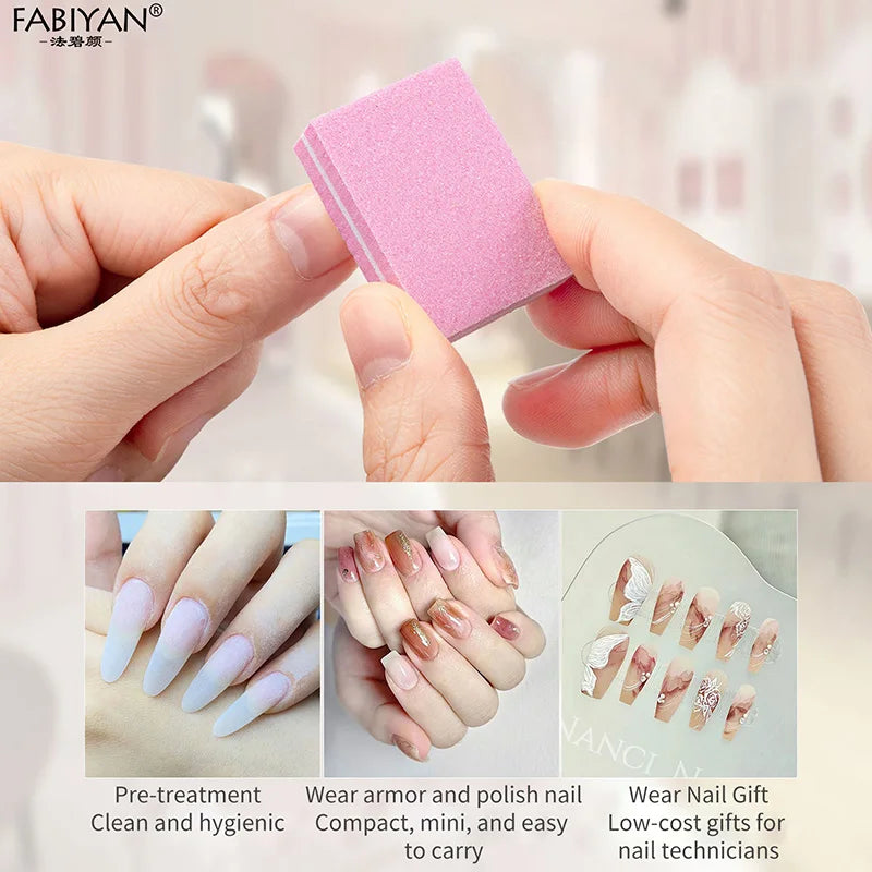 50Pcs/pack Mini Sponge Nail Buffer Block Double Sided Texture Nail File Buffers For Nail Pre-processing Polish Nails Accessories