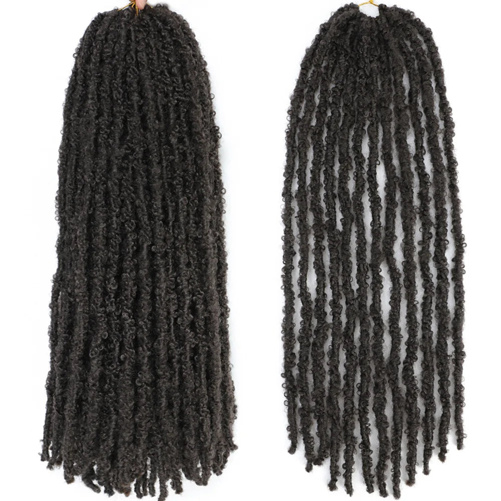 1- 6Packs Butterfly Locs Crochet Hair 36 24 18 14 12inch Pre Twisted Natural Black Distressed Faux Locs Crochet Braids for Women