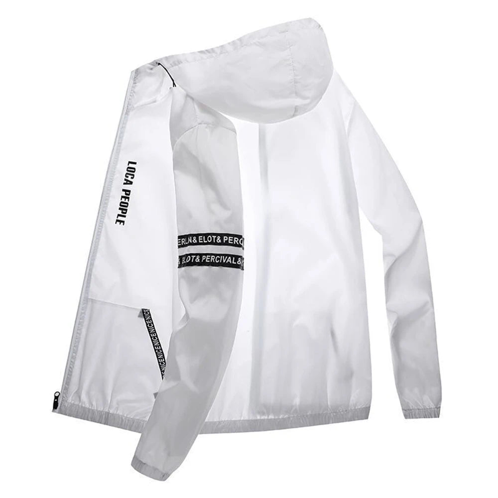 Men's Casual Summer Thin Hooded Windbreaker Jacket-Quick-Drying Waterproof Sun Protection for Outdoor Activities Hiking Bicycle