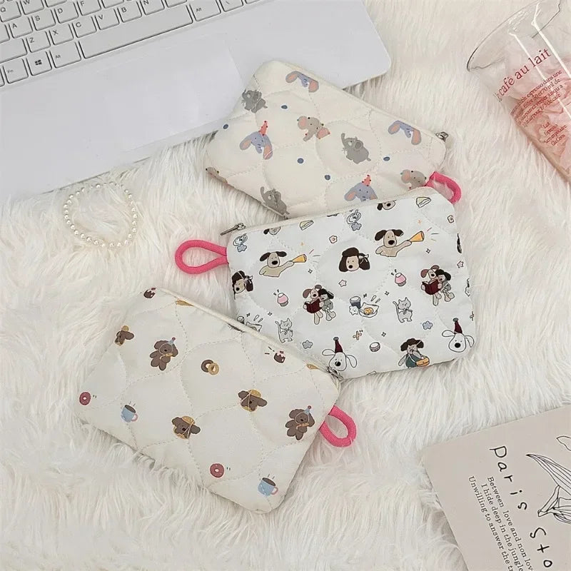 Women Mini Makeup Handbags Wallet Pouch Bag Cute Cartoon Small Travel Cosmetic Lipstick Earphone Card Portable Storage Bag Purse