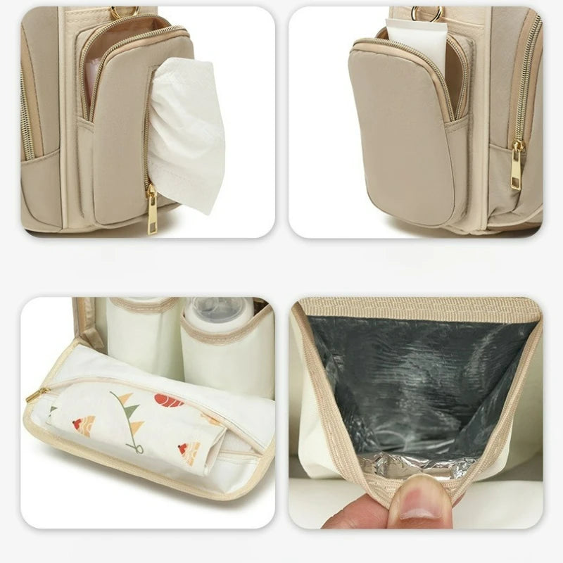 Personalized Mommy Bag Backpack Solid Color Handbag Large Capacity Baby Diapers Organizer Single Shoulder Bags