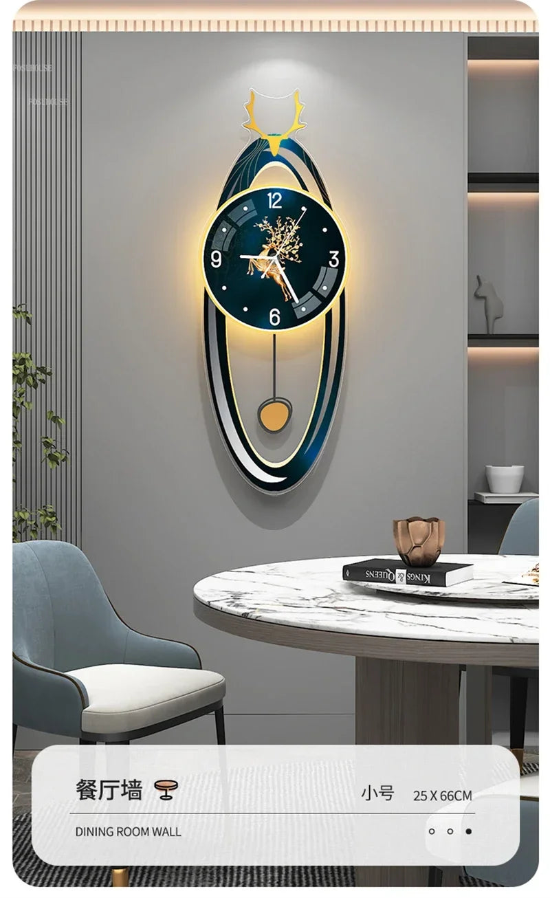 Light Luxury Wall Clocks Creative Home Decor Nordic Simple Living Room Home Wall Clock Luxury Designer Smart Models with Lights