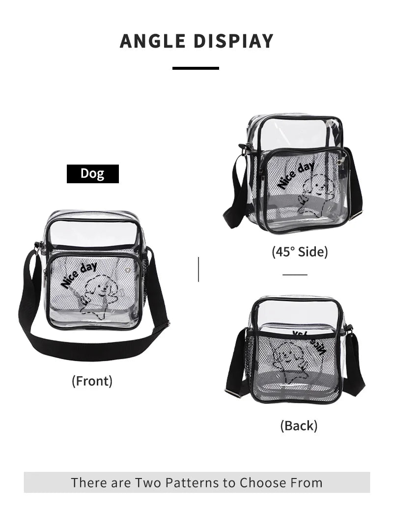 TINYAT Women Lightweight Mesh Strap Transparent PVC Bags Put Lost Headphone Jack Umbrella Cell Phone 9.7 inch iPad For Concerts