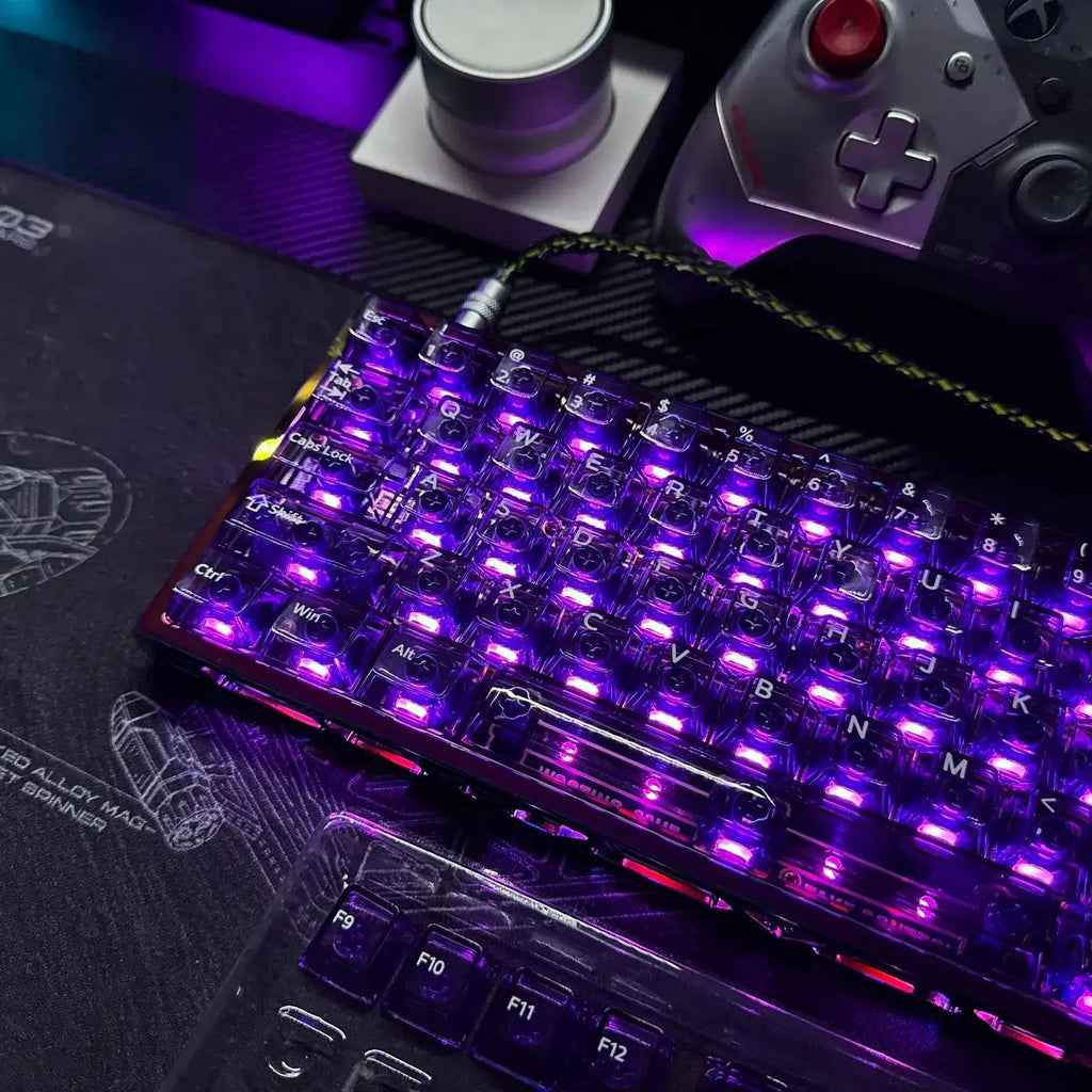 New Purple Transparent Clear Keycaps Crystal Ceramic Pc Keycap Rgb Shine Through Key Cap Mda Profile For Mx Switch Keyboard Gift