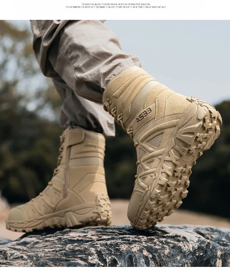 Men's High-Top Outdoor Boots Autumn Winter New Style Climbing Mountain Off-Road Tactical Boots Large Size Comfortable Shoes