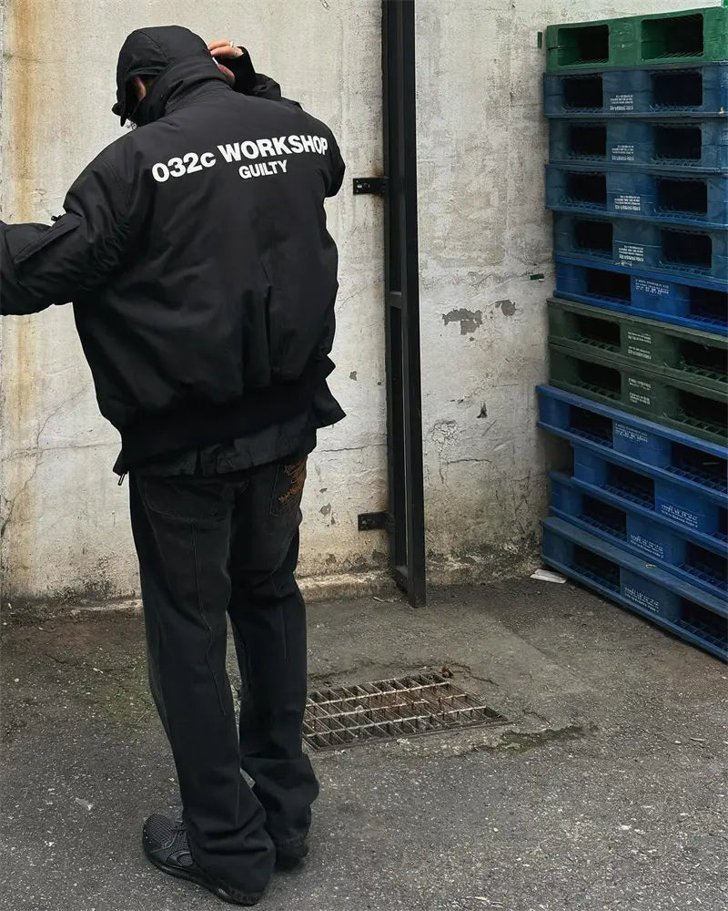 Black Multi-Pocket Bomber Jacket – Short Relaxed Fit