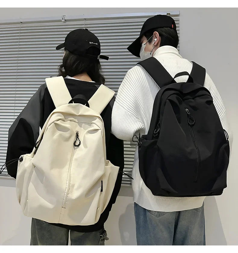 15.6 Inch Nylon Waterproof College Backpack Large Capacity Travel Unisex Laptop Backpacks Simple Design School Bag for Teenagers