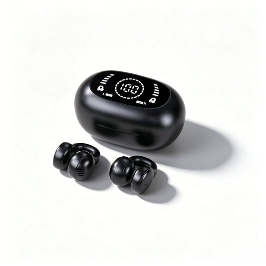 Digital Display Ows Ear Clip Wireless Bluetooth 5.4 Headphones with Noise Reduction for Sports Music New Mirror-Style Headphones