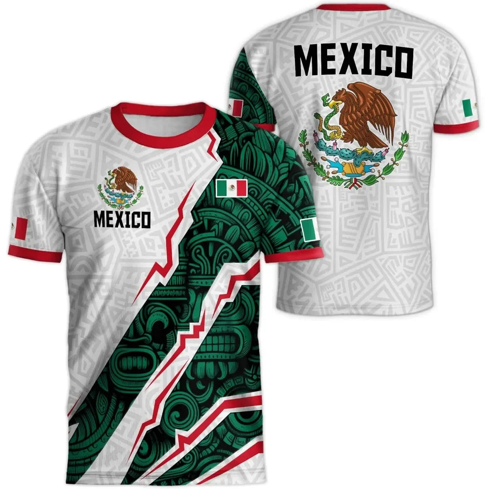 MEXICO Flag 3D Print Sports Quick-dry Breathable Men T-shirt Outdoor Football Jersey Team Fan Parent-child Short Sleeve Clothing