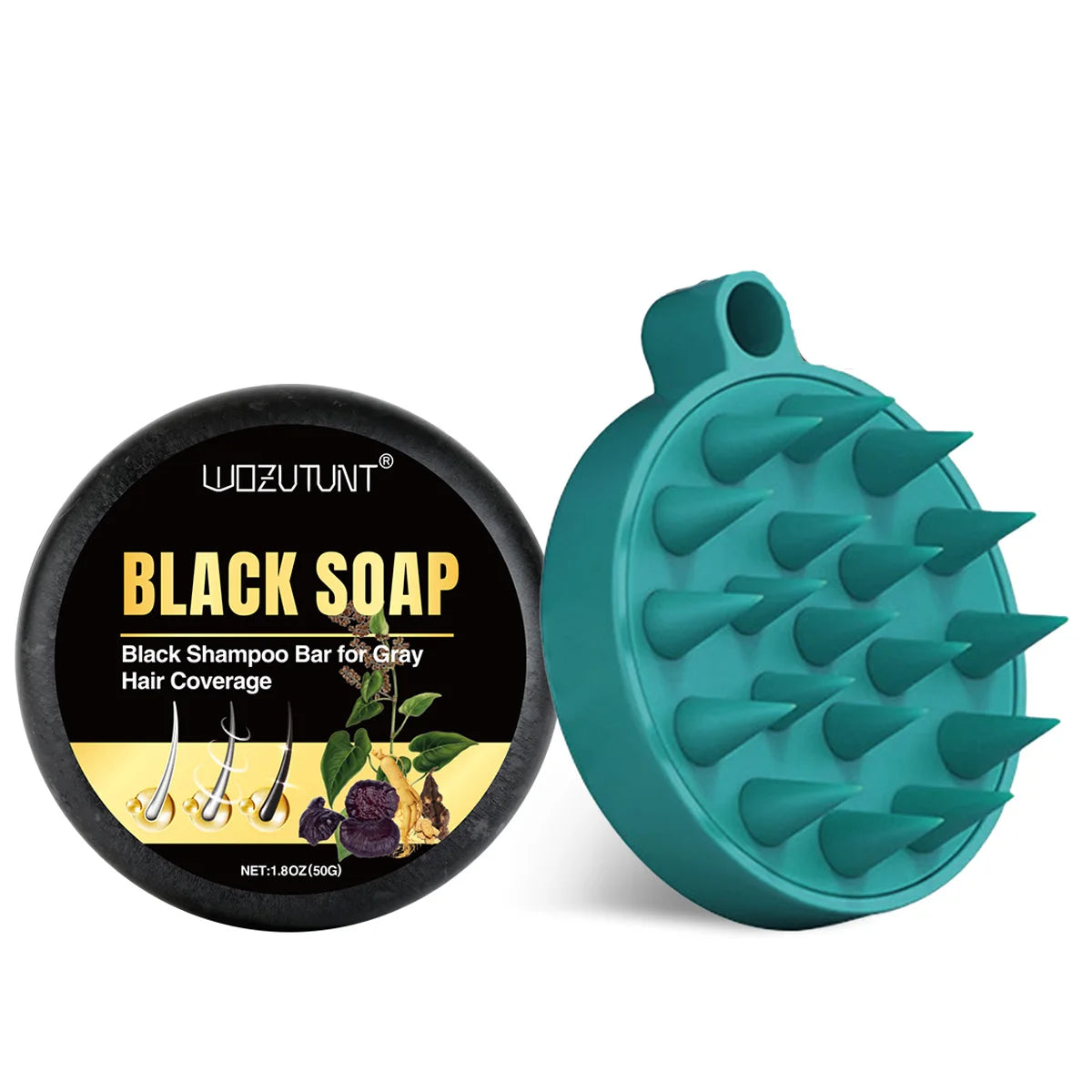 Natural Black Hair Shampoo Soap Ganoderma Polygonum Multiflorum Nourishing Gradually Repairing Gray Hair Herbal Hair Growth Soap