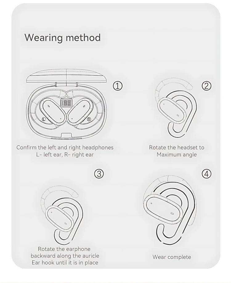 Bluetooth 5.4 Wireless Headphone Open Ear OWS Earphone Smart Touch Headset With Mic Waterproof Hifi Stereo Sound Wireless Earbud