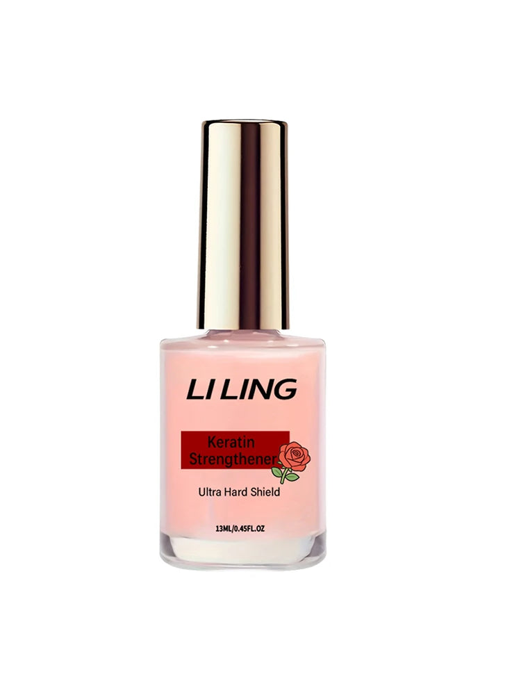 Nude Pink Strengthener: Keratin, Strengthens & Brightens, Quick-Dry, Sheer Jelly Crystal, Easy, Chip-Proof, Removable.