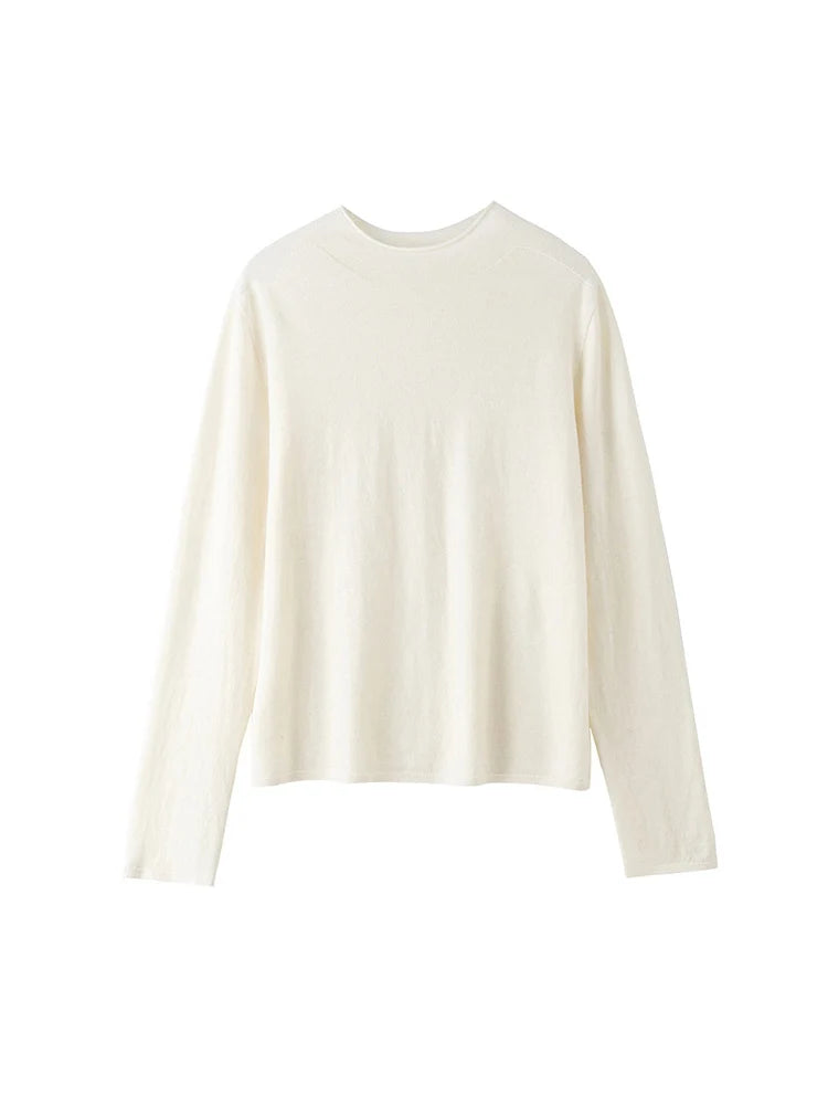 SuyaDream, Women Wool Pullovers, 5%Cashmere 92%Wool, Soft Cozy Sweaters, 2025 Fall Winter Basic Solid Knit Top