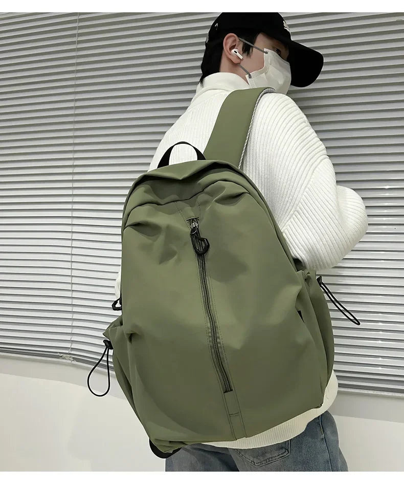 15.6 Inch Nylon Waterproof College Backpack Large Capacity Travel Unisex Laptop Backpacks Simple Design School Bag for Teenagers