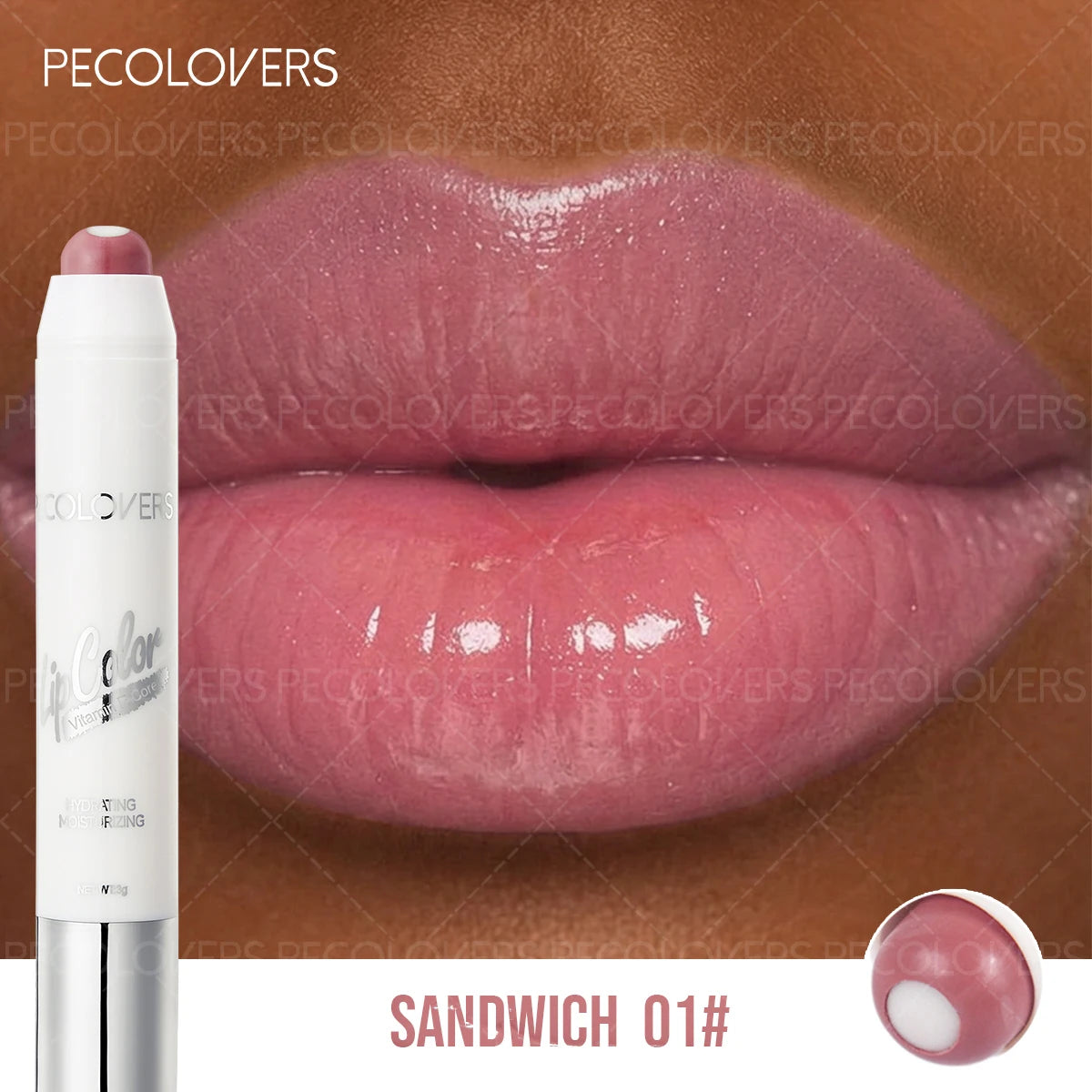 1 Pcs Hydrating Lip Gloss Pen, Pink coral color Chocolate Brown, Glass Lip Effect, Transfer-Proof Moisturizing All Skin Types