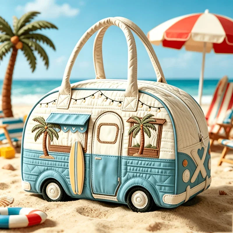 New 9 Styles Bus-Shaped Quilted Duffle Bag Large Capacity 3D Quilting Craft Travel Duffel Bag Tote Bags Short-distance Handbag