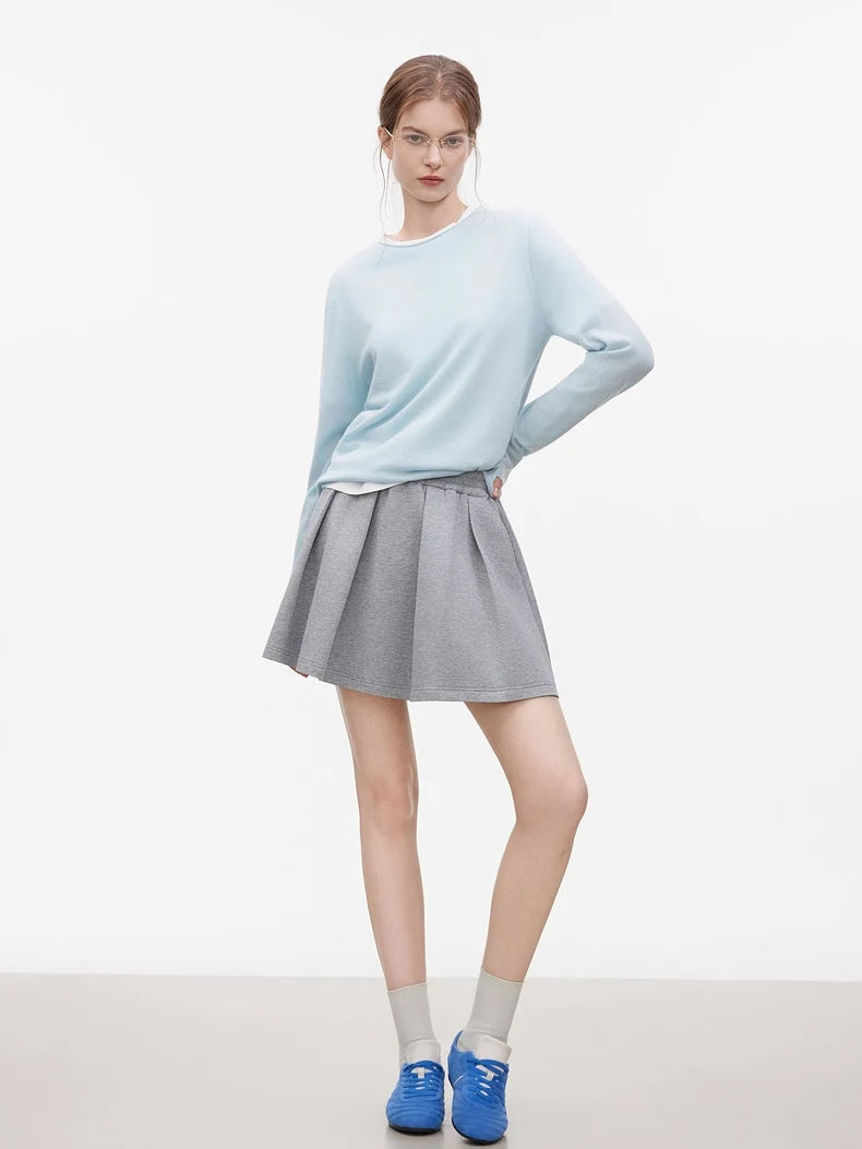 SuyaDream, Women Wool Pullovers, 5%Cashmere 92%Wool, Soft Cozy Sweaters, 2025 Fall Winter Basic Solid Knit Top