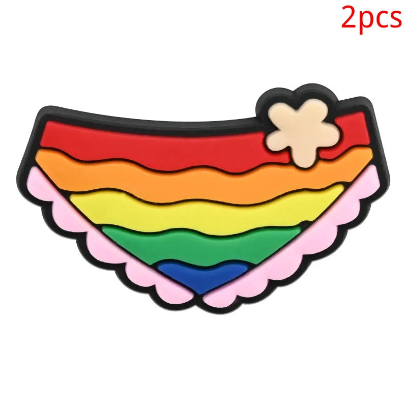New rainbow shoe charm hole shoe accessories DIY shoe accessories PVC soft rubber shoe buckle jewelry spot wholesale