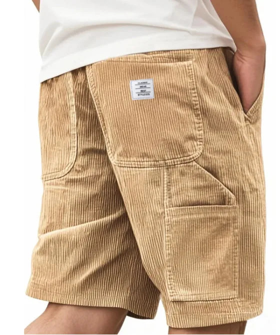 2026 European & American New Style Men's Corduroy Shorts, Multi-pocket Embroidered Logo Retro Cargo Casual Shorts