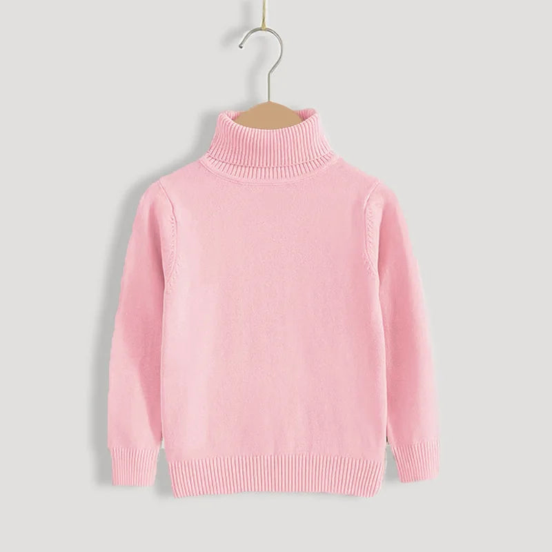 New Autumn Winter Children's Cotton Sweater Full Sleeve Turtleneck Knitwear Baby Boys Girls Clothing Warm Soft Jumper Pullovers