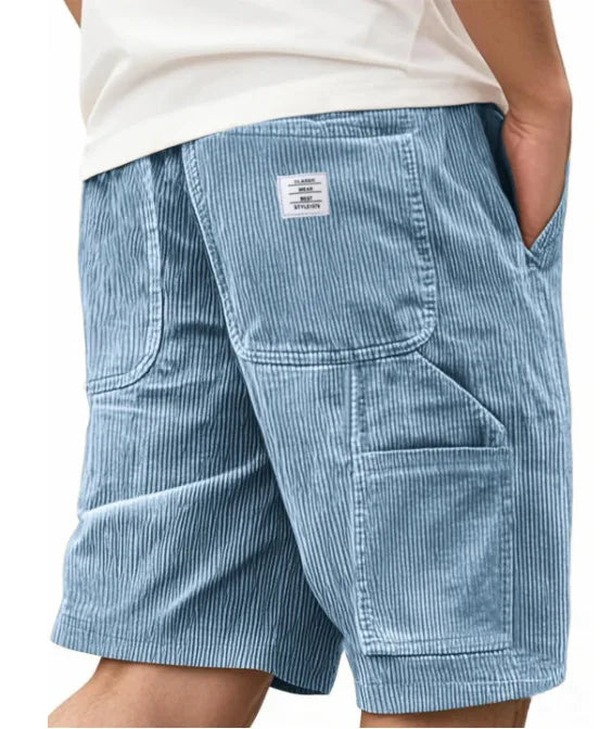 2026 European & American New Style Men's Corduroy Shorts, Multi-pocket Embroidered Logo Retro Cargo Casual Shorts