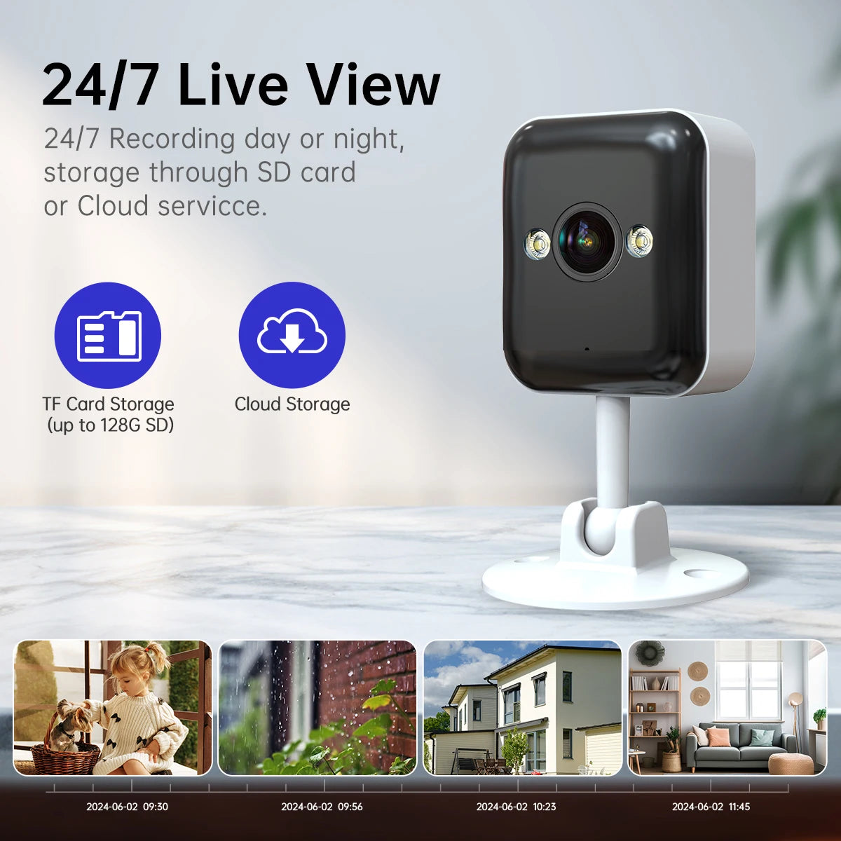 JOOAN 3MP Indoor Security WiFi IP Camera Moiton Detection Night Vision Smart Baby Monitor 24/7 Video Surveillance Camera