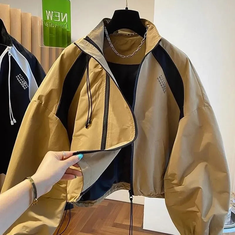 Spring Autumn Zipper Sweatshirt Men Bomber Jacket Cargo Coat Windbreaker Long Sleeve Outdoor Outerwear Black Men Clothing New