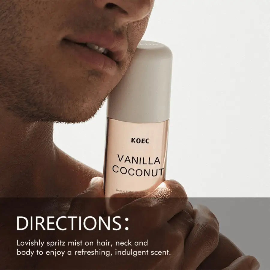 Vanilla Coconut Scent Facial Fragrance Essence Mist, Blended Vanilla Coconut & Sandalwood Notes, Long Lasting Mild Tropical Cozy Scent for Daily Facial Care