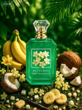 Women Tropical Fruity Eau De Parfum, Sweet Banana Coconut Scent, Long Lasting Vacation Vibe Perfume for Holiday Gift