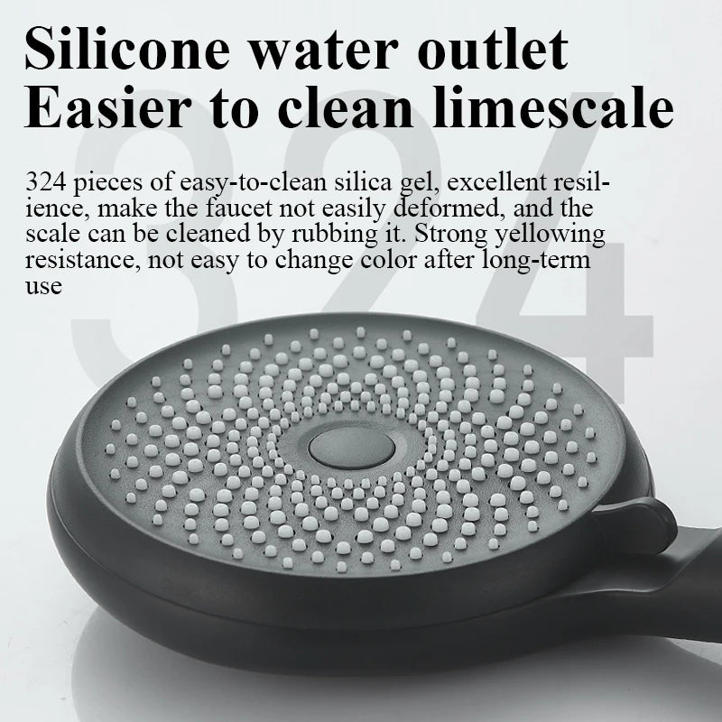 Shower Head 3 Mode Rainfall ABS Round High Pressure Turbo Spray Nozzle Adjustable Black Eco Shower Bathroom Accessories FR102