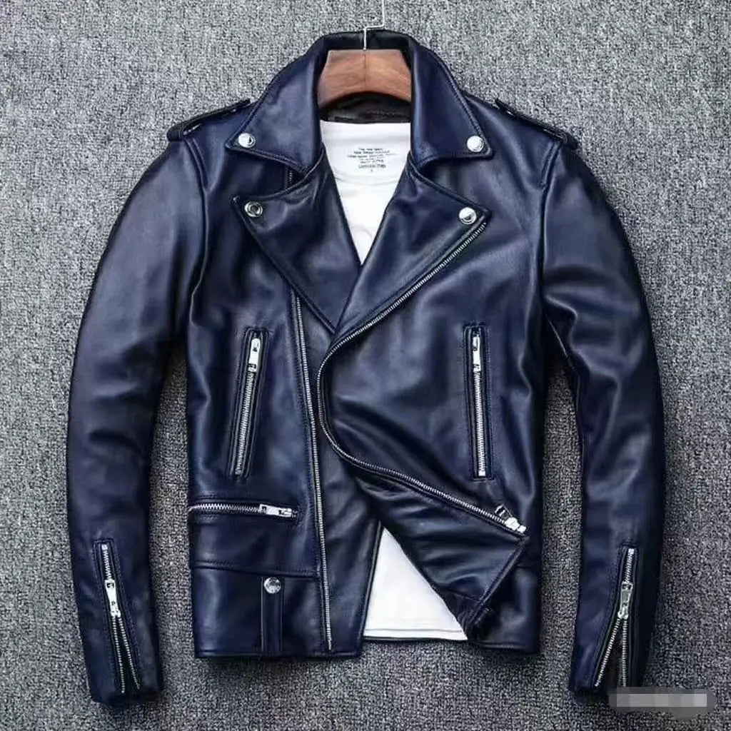 New Fashion Autumn Winter Men Solid Color Long Sleeve Zipper Slim Simple Trendy Faux Leather Coats Male Streetwear Top Clothes